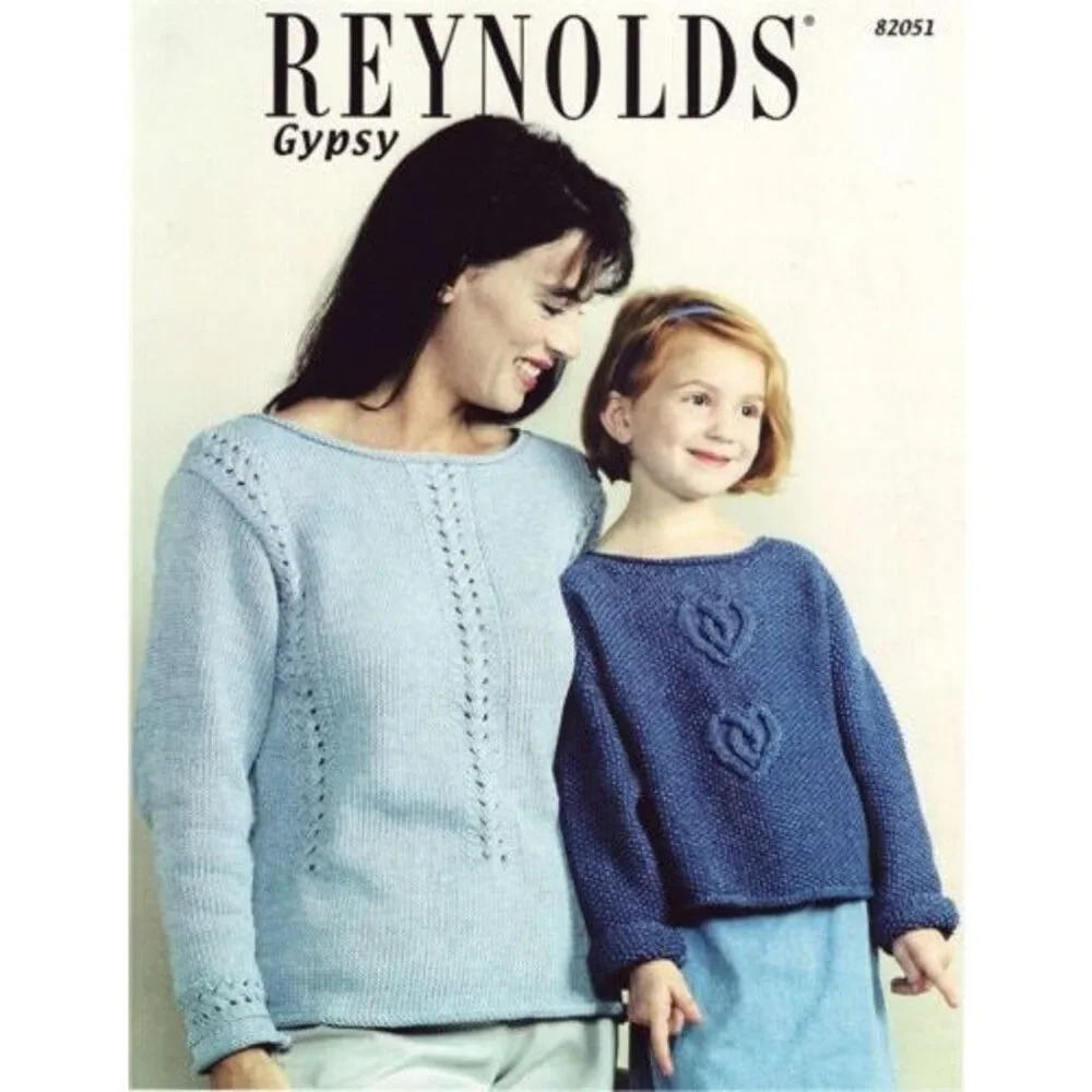 New 2001 Norah Gaughn Reynolds Gypsy Cable Heart Pullover 82051 Knitting Pattern